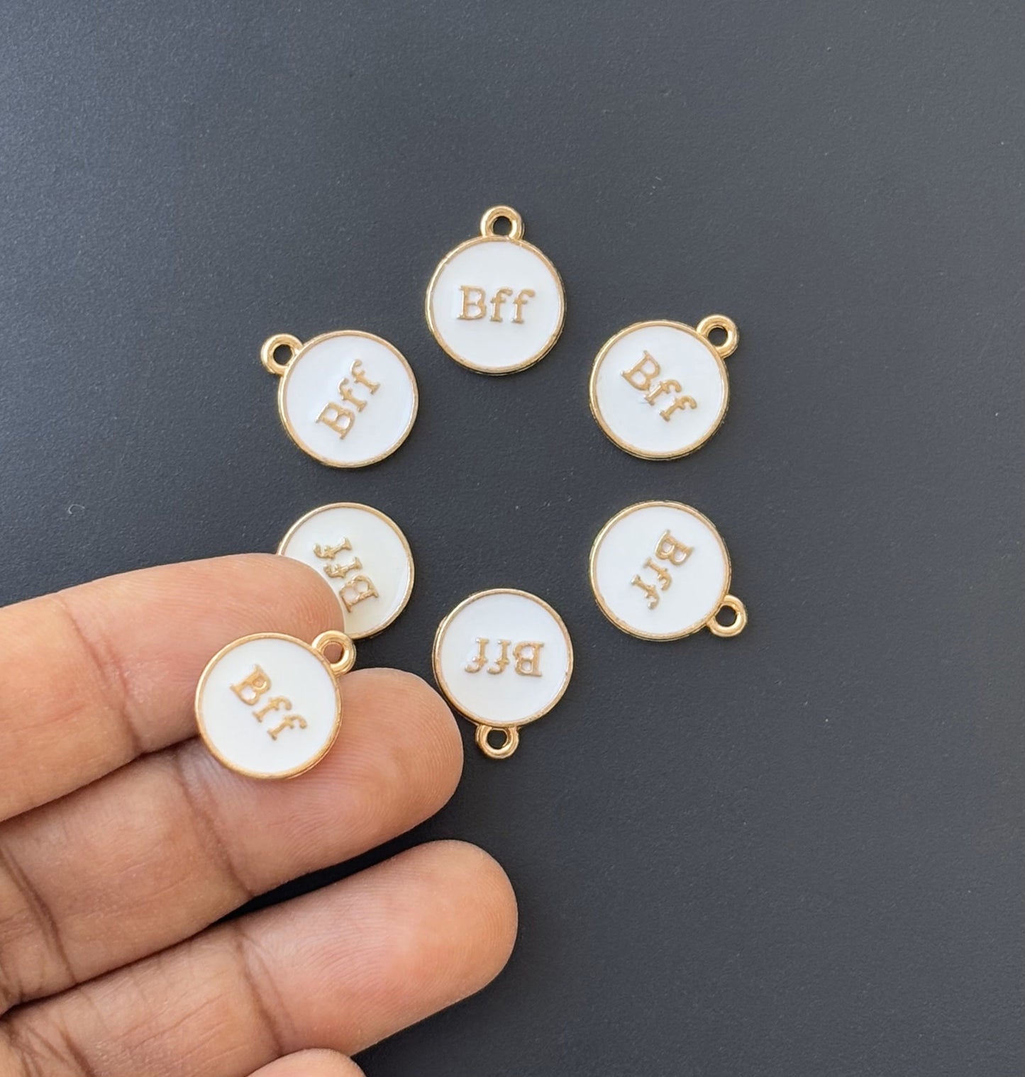 Four Pieces Enamelled Charms - White BFF Best Friend Forever Charms