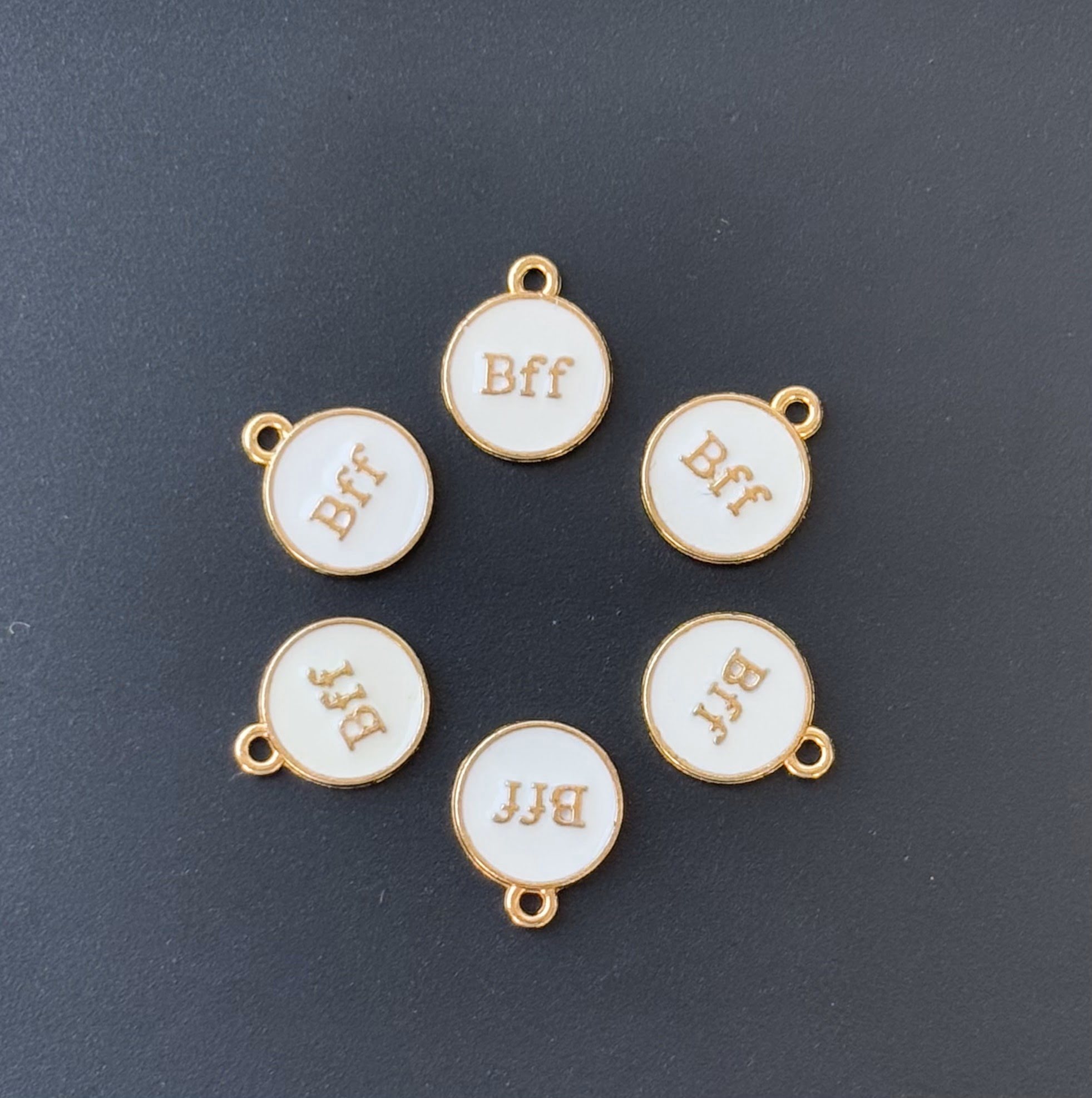 Four Pieces Enamelled Charms - White BFF Best Friend Forever Charms