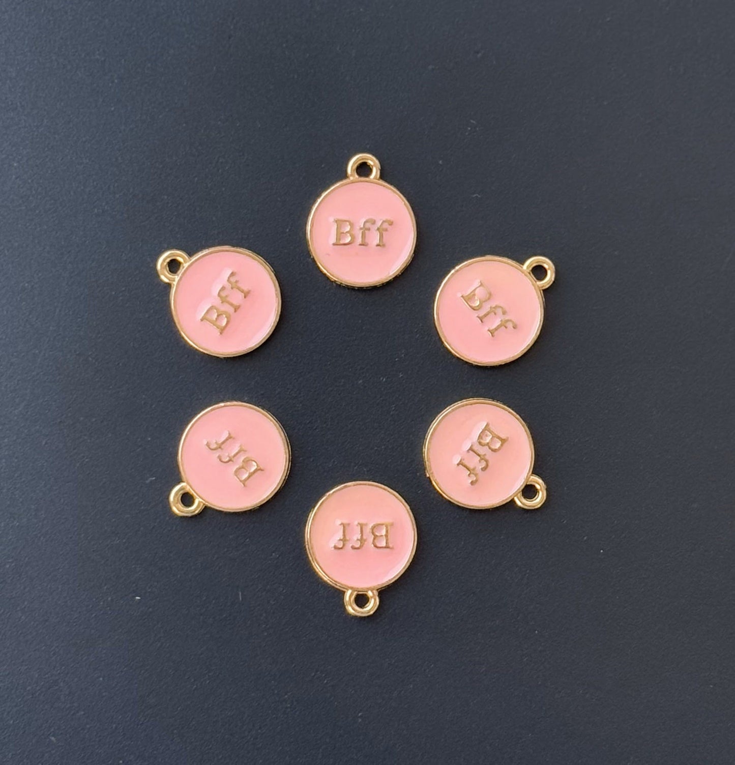 Four Pieces Enamelled Charms - Pink BFF Best Friend Forever Charms