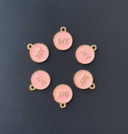 Four Pieces Enamelled Charms - Pink BFF Best Friend Forever Charms
