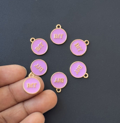 Four Pieces Enamelled Charms - Lavendar BFF Best Friend Forever Charms