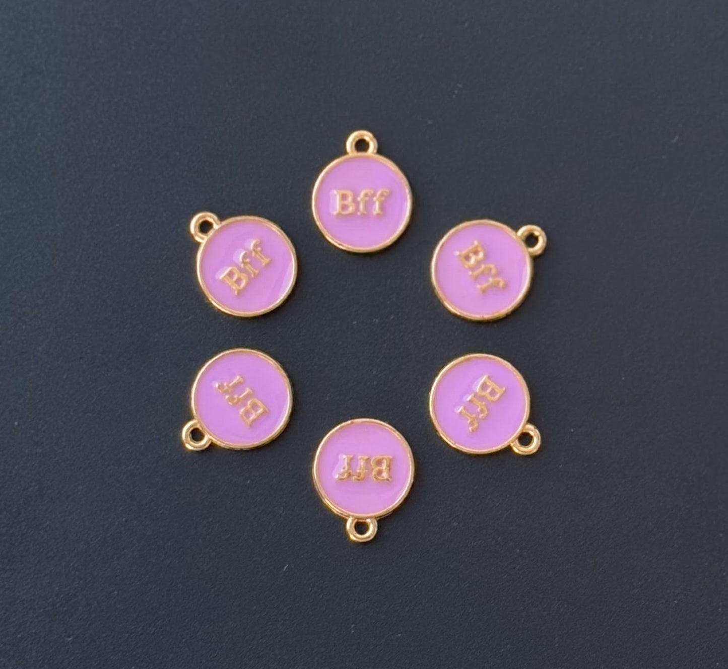 Four Pieces Enamelled Charms - Lavendar BFF Best Friend Forever Charms