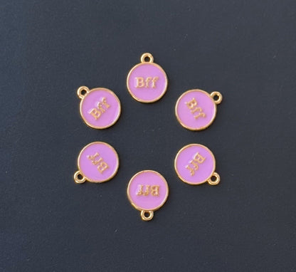 Four Pieces Enamelled Charms - Lavendar BFF Best Friend Forever Charms