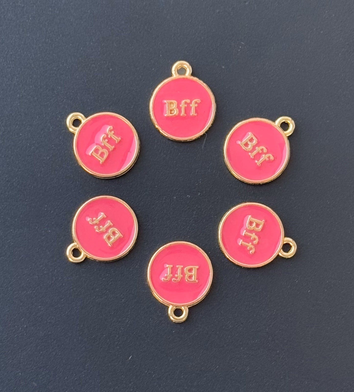 Four Pieces Enamelled Charms - Rose BFF Best Friend Forever Charms