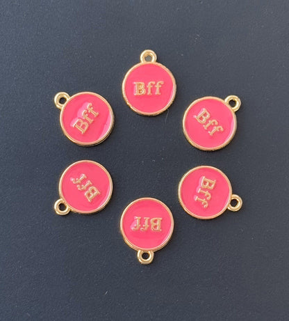 Four Pieces Enamelled Charms - Rose BFF Best Friend Forever Charms