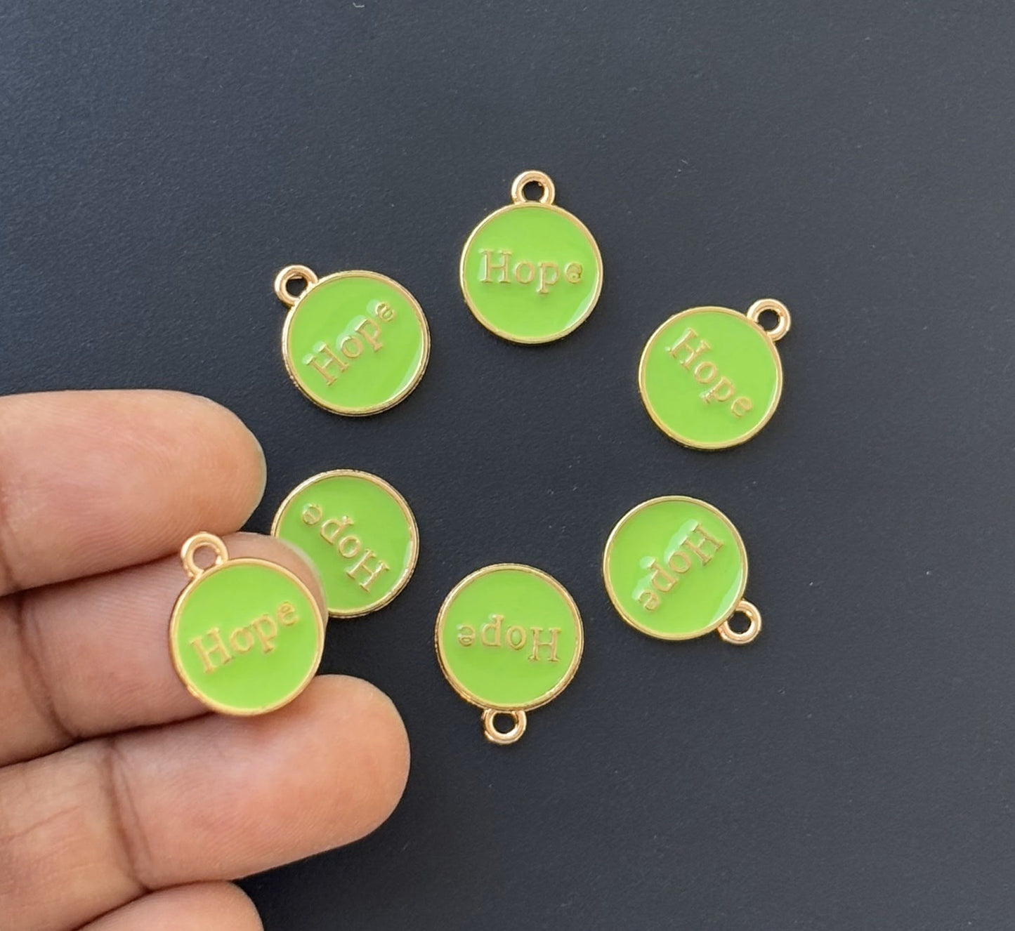Four Pieces Enamelled Charms - Light Green Hope Charms