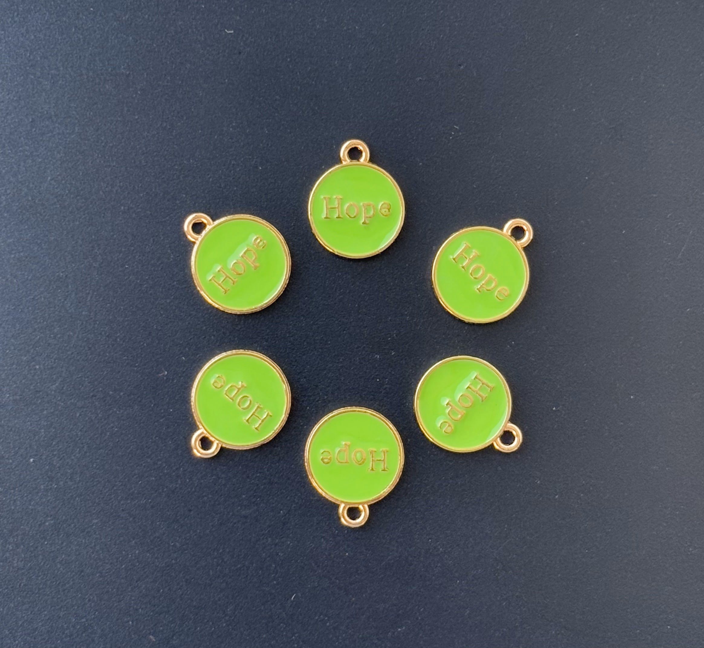 Four Pieces Enamelled Charms - Light Green Hope Charms