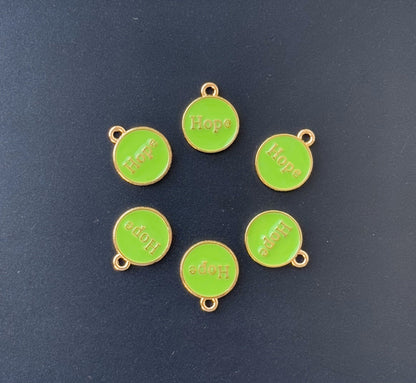 Four Pieces Enamelled Charms - Light Green Hope Charms