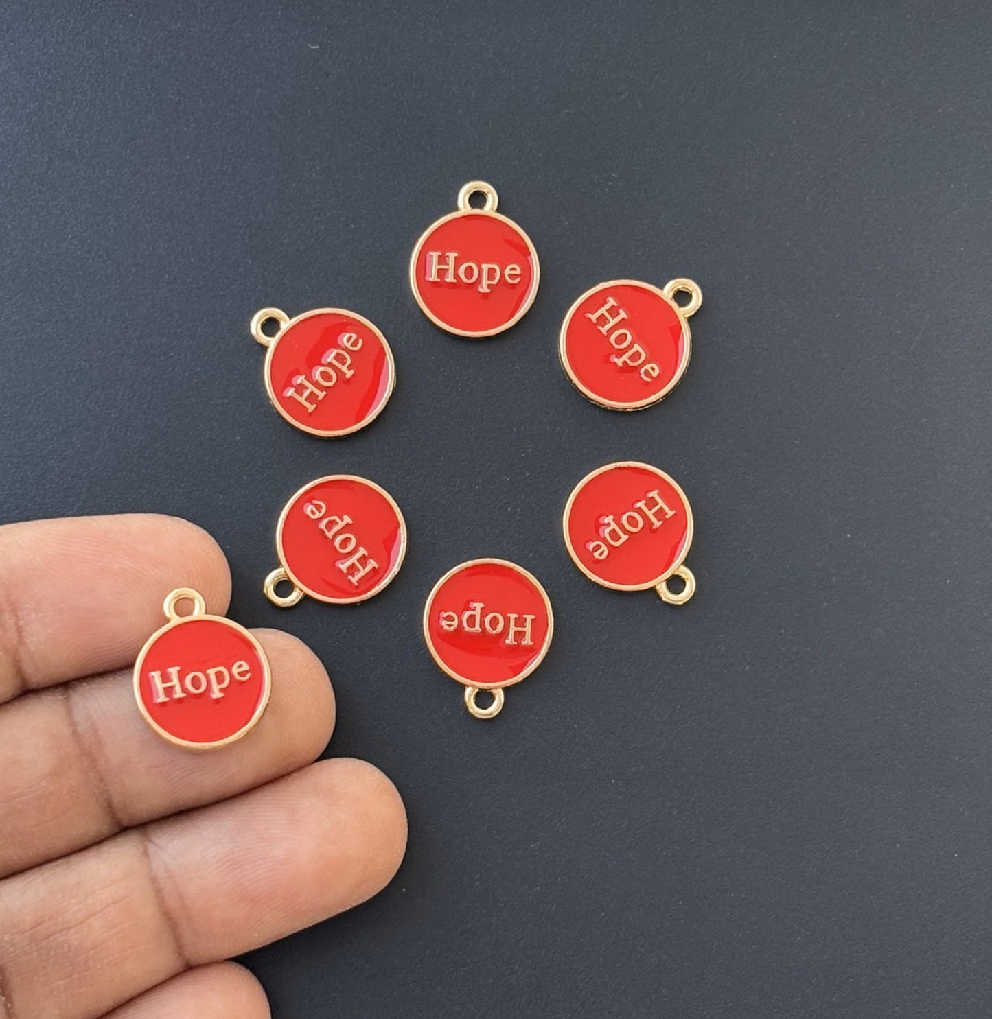 Four Pieces Enamelled Charms - Red Hope Charms