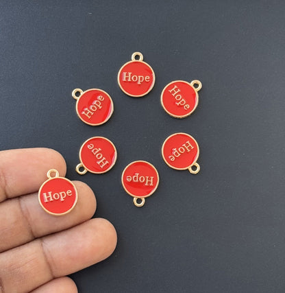 Four Pieces Enamelled Charms - Red Hope Charms