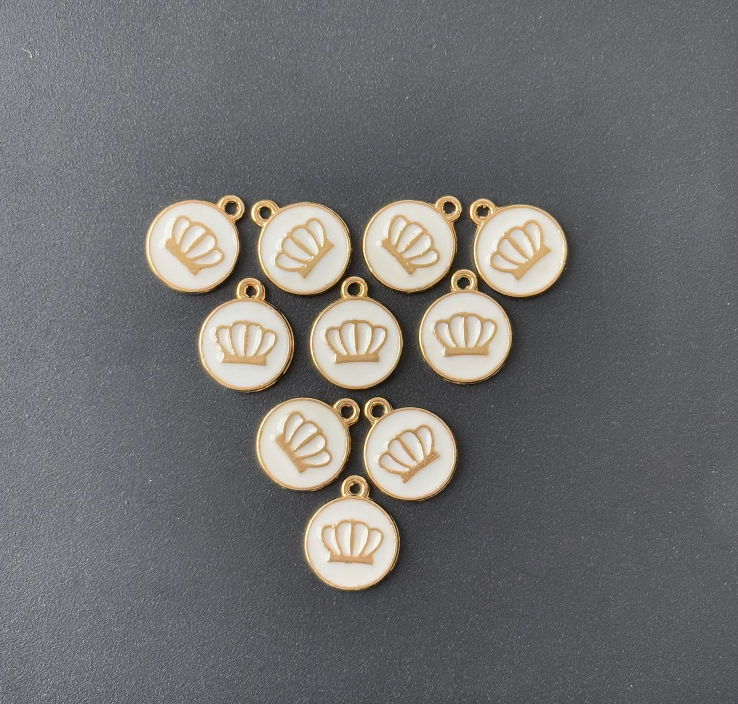 Four Pieces Enamelled Charms - White Crown Charms