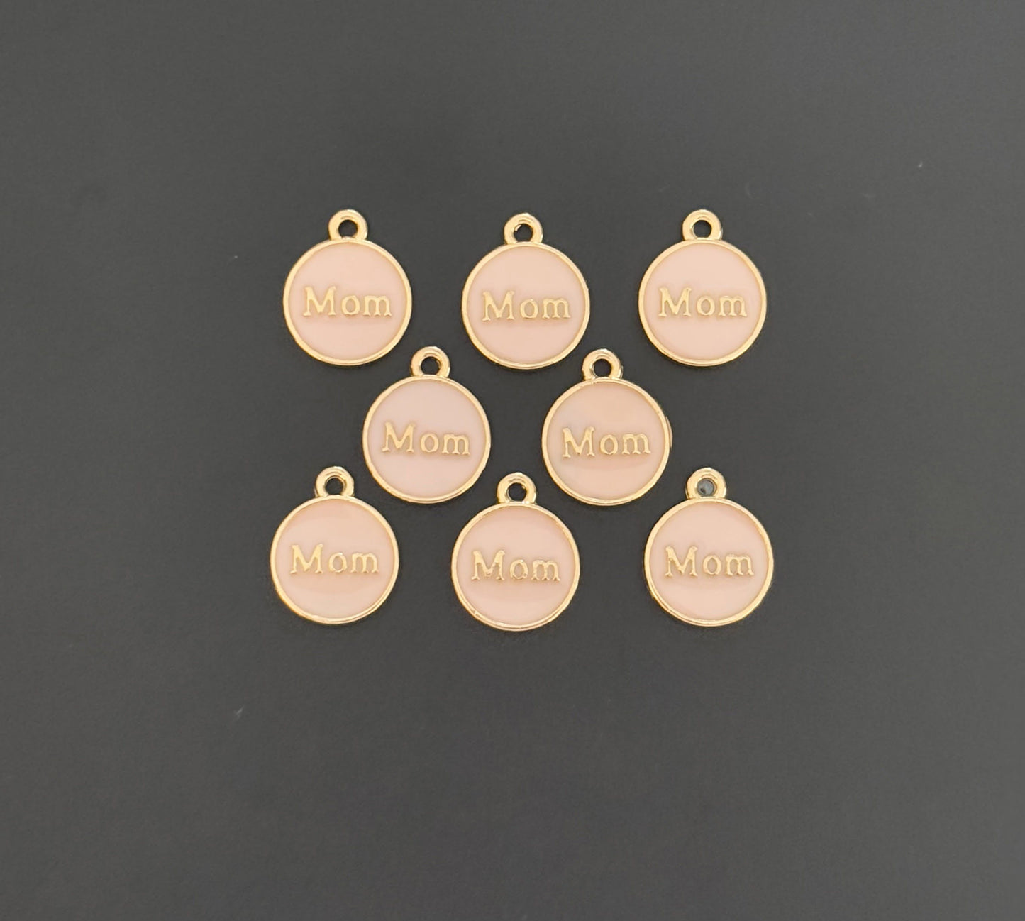 Four Pieces Enamelled Charms - Pink Enamel Mom Charms