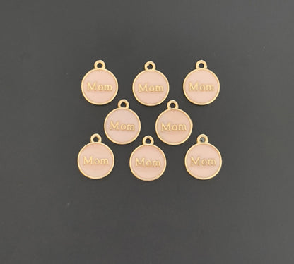 Four Pieces Enamelled Charms - Pink Enamel Mom Charms