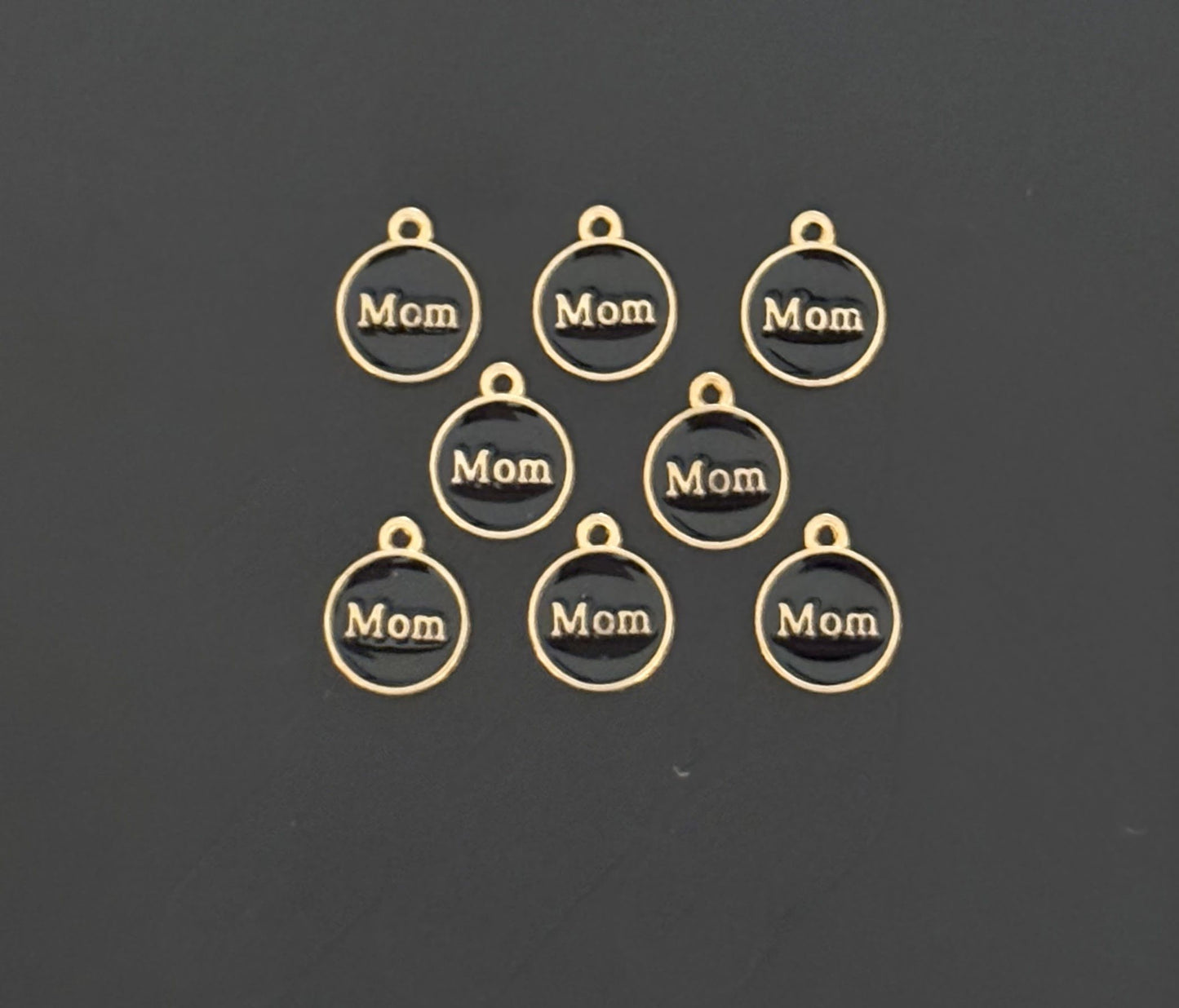 Four Pieces Enamelled Charms - Black Enamel Mom Charms
