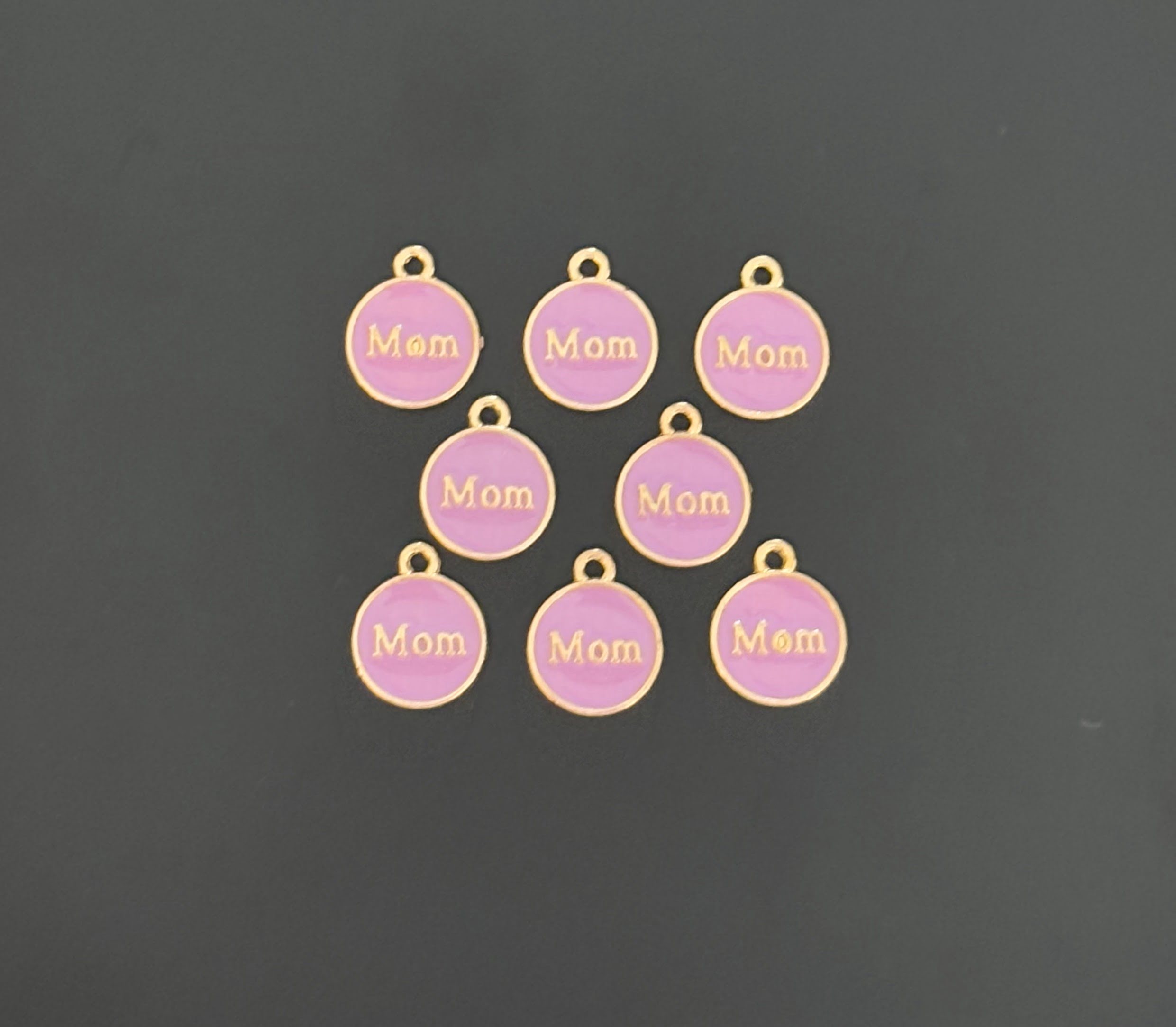Four Pieces Enamelled Charms - Lavender Enamel Mom Charms