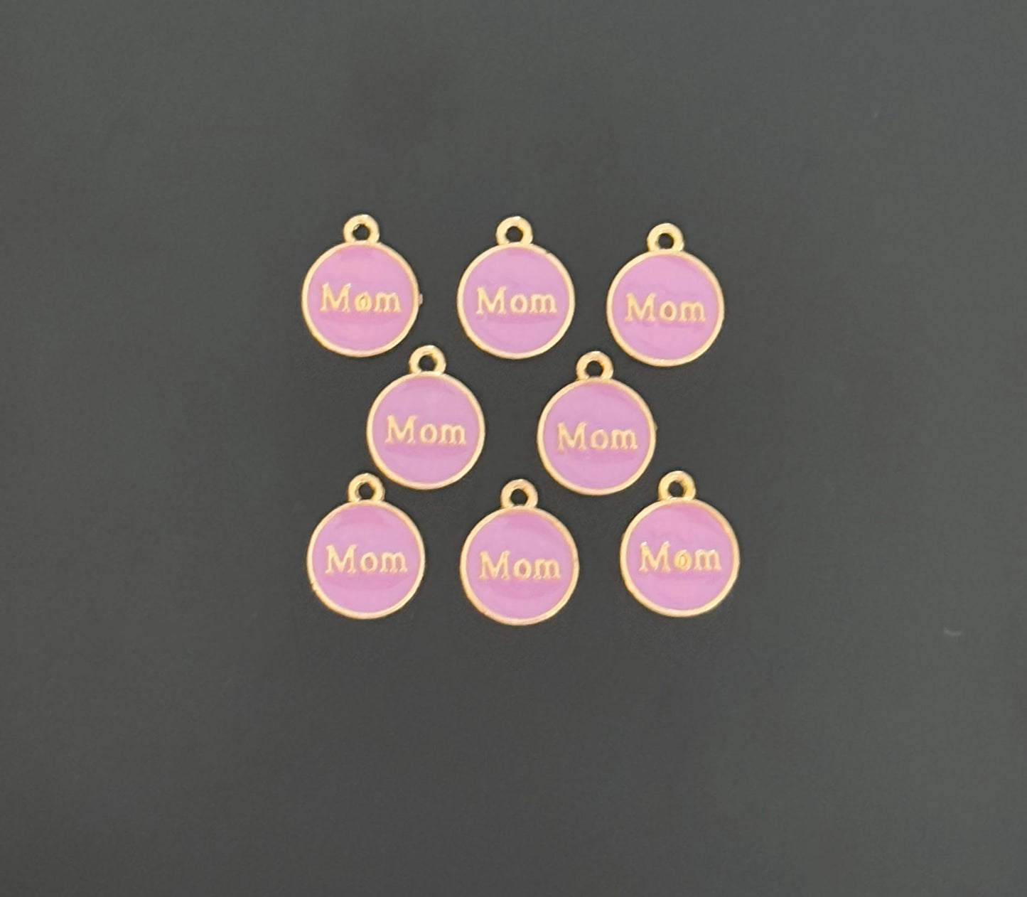 Four Pieces Enamelled Charms - Lavender Enamel Mom Charms