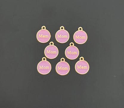 Four Pieces Enamelled Charms - Lavender Enamel Mom Charms