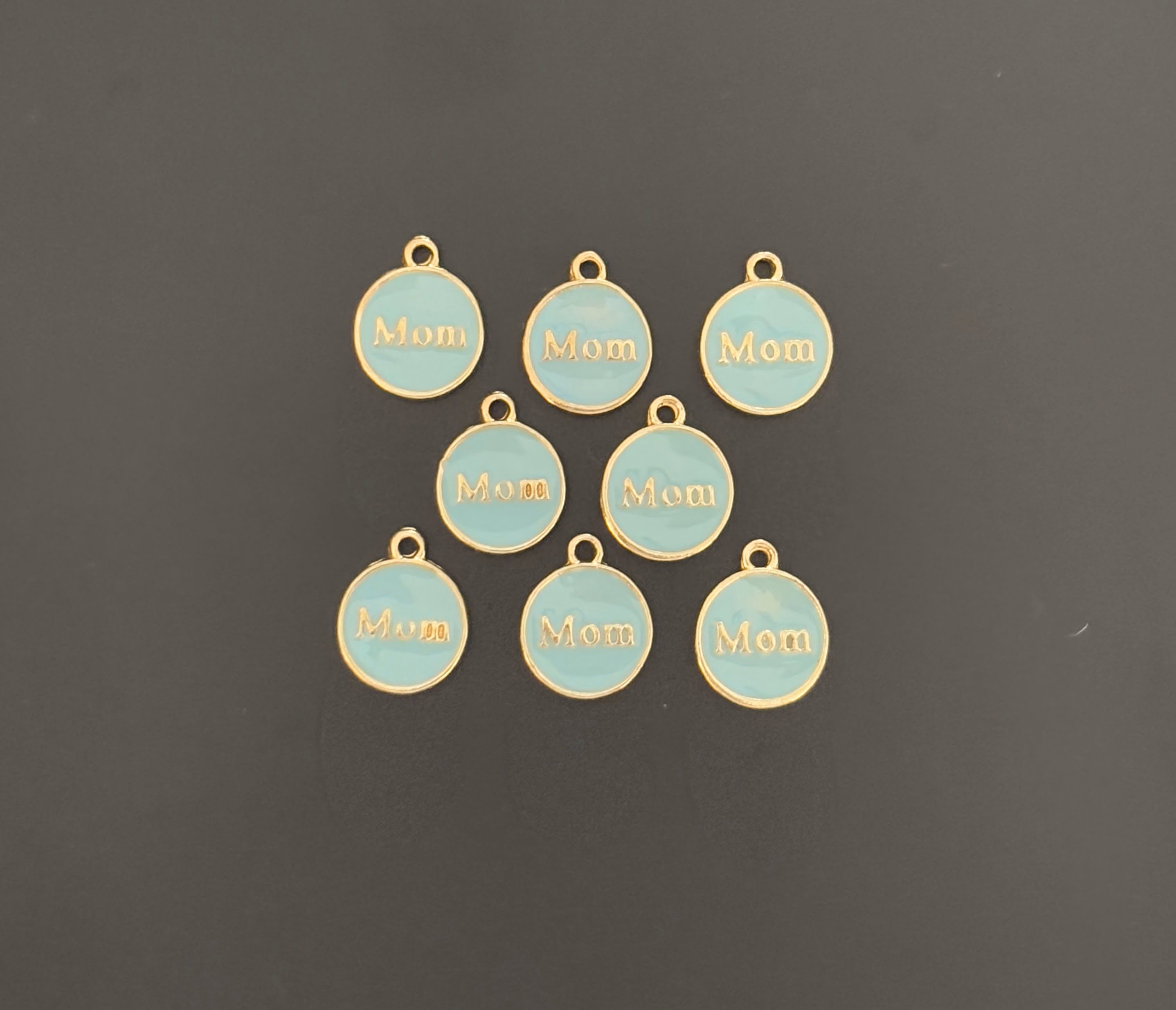 Four Pieces Enamelled Charms - Sky Blue Enamel Mom Charms