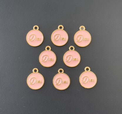 Four Pieces Enamelled Charms - Pink Dior-Inspired Charms