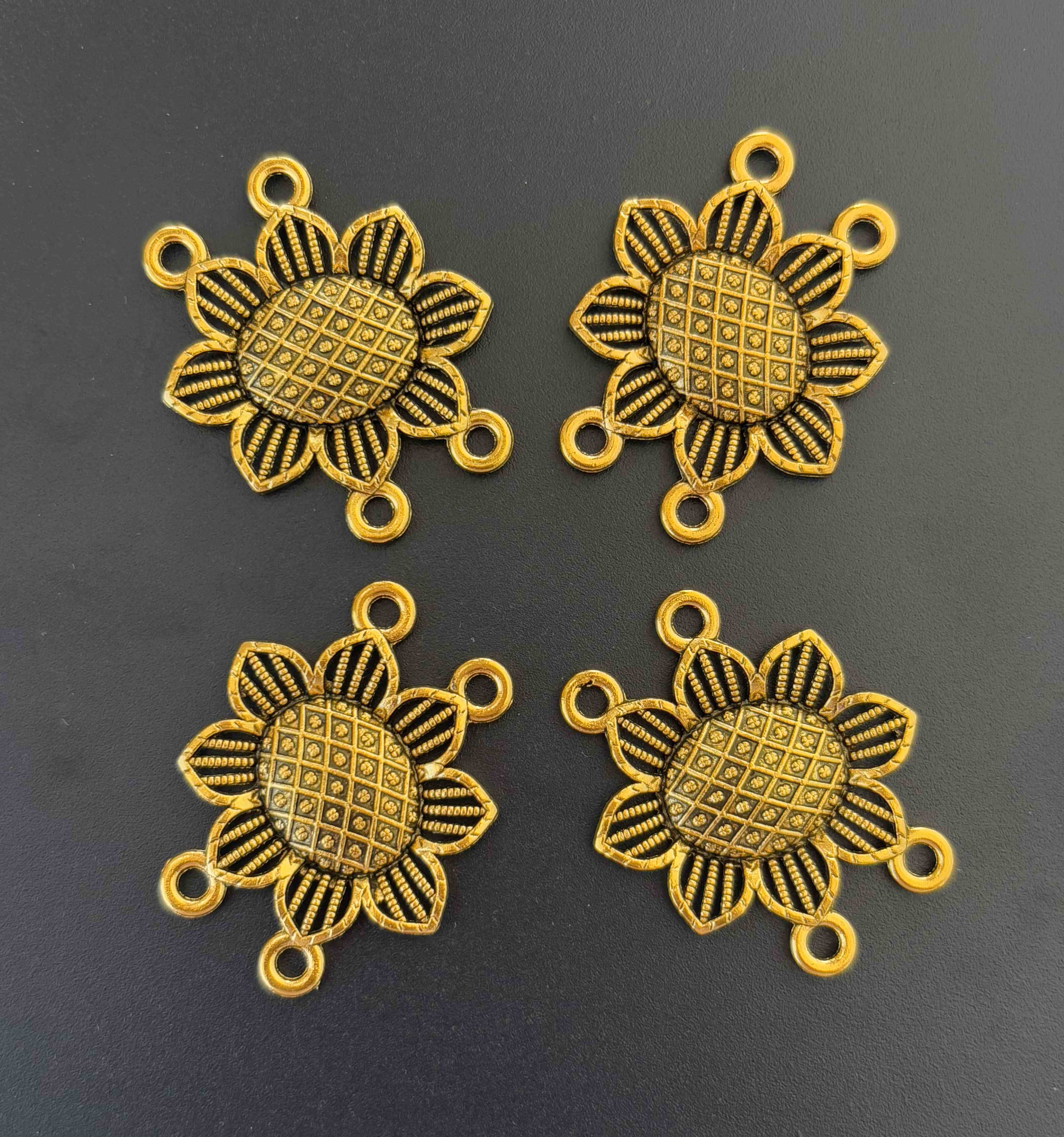 Antique Gold Sunflower Jewelry Connectors