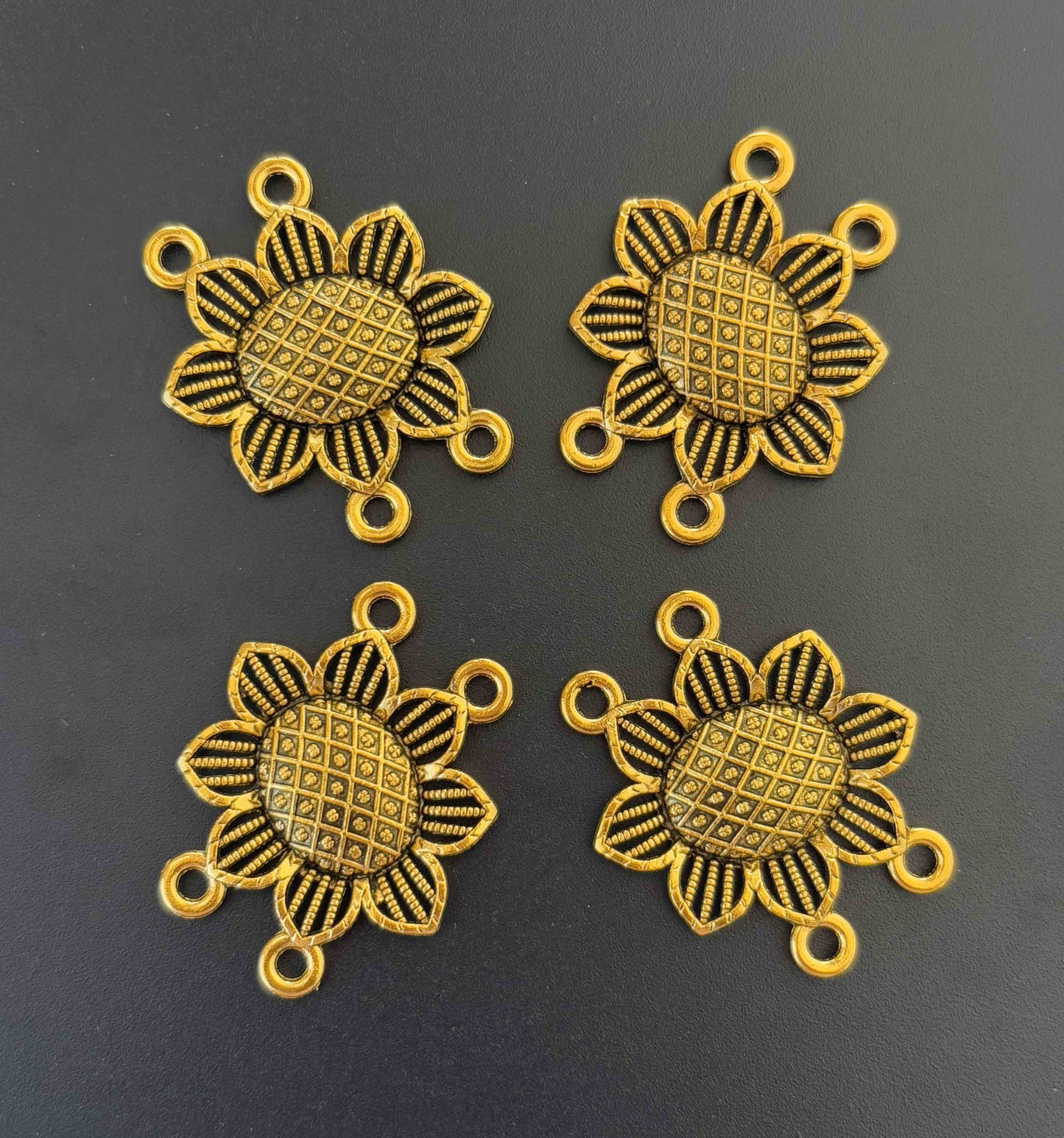 Antique Gold Sunflower Jewelry Connectors