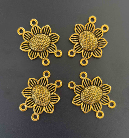 Antique Gold Sunflower Jewelry Connectors