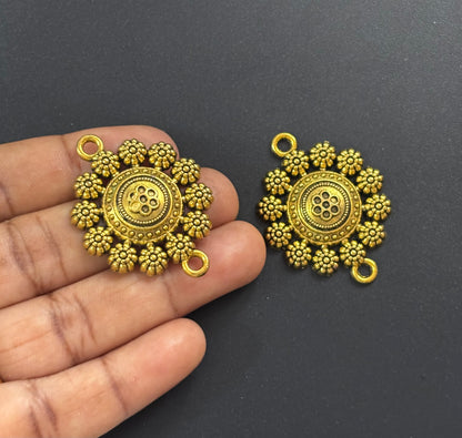 Intricate Floral Gold Flower Jewelry Connectors