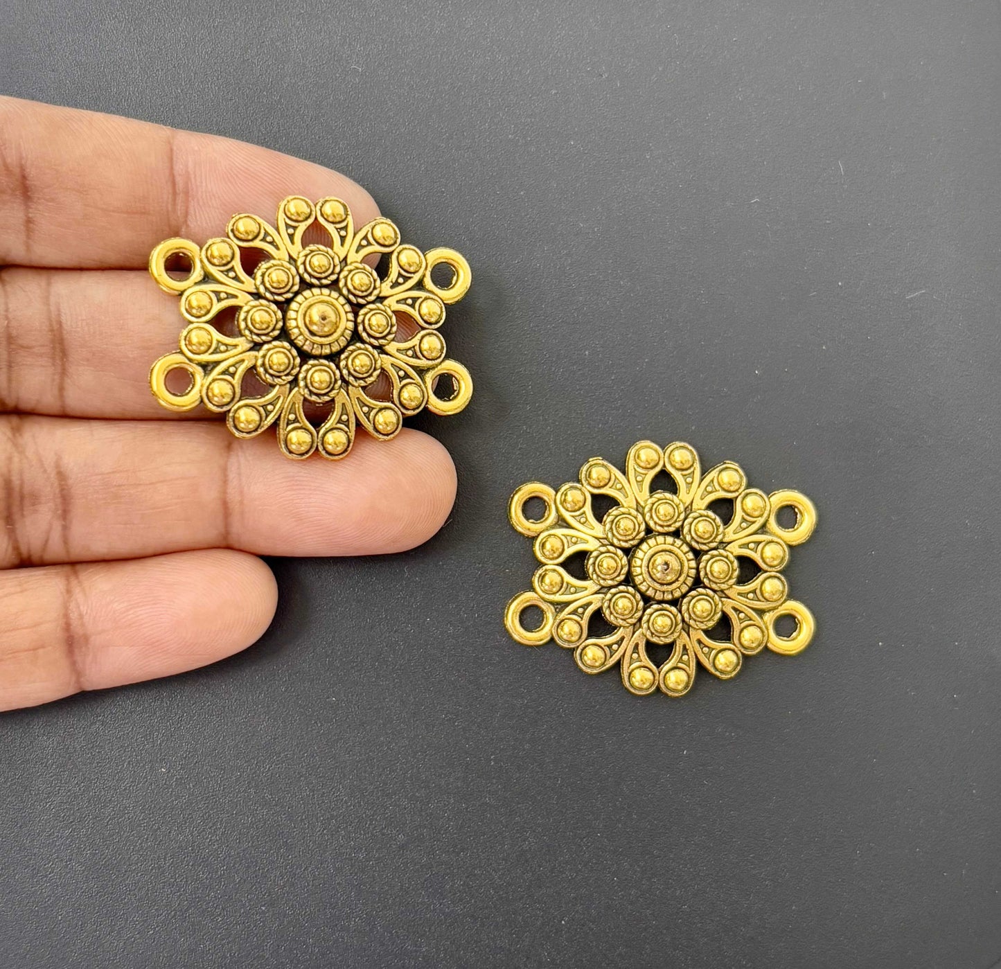 Ornate Antique Gold Floral Jewelry Connectors