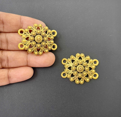 Ornate Antique Gold Floral Jewelry Connectors