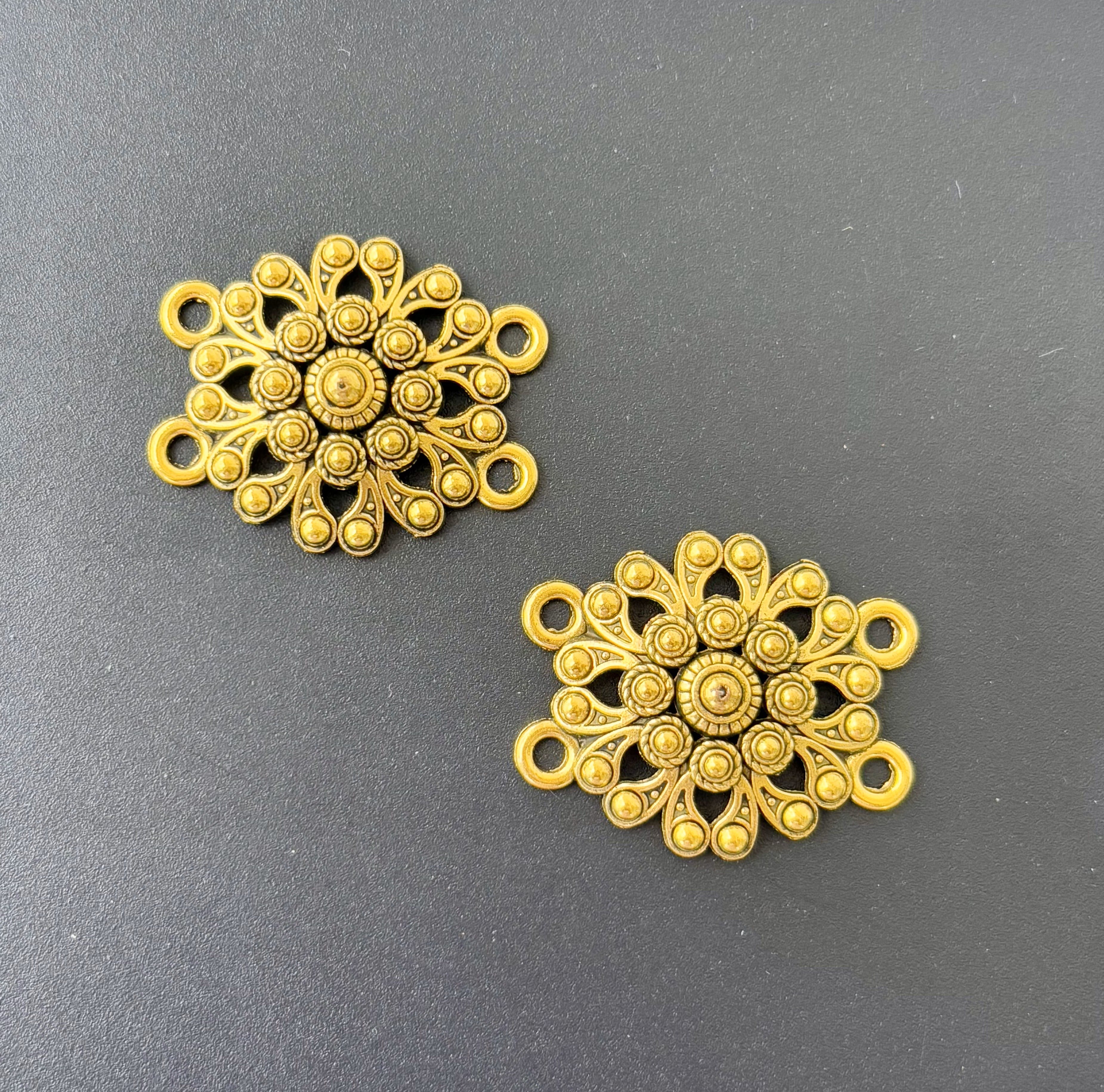 Ornate Antique Gold Floral Jewelry Connectors