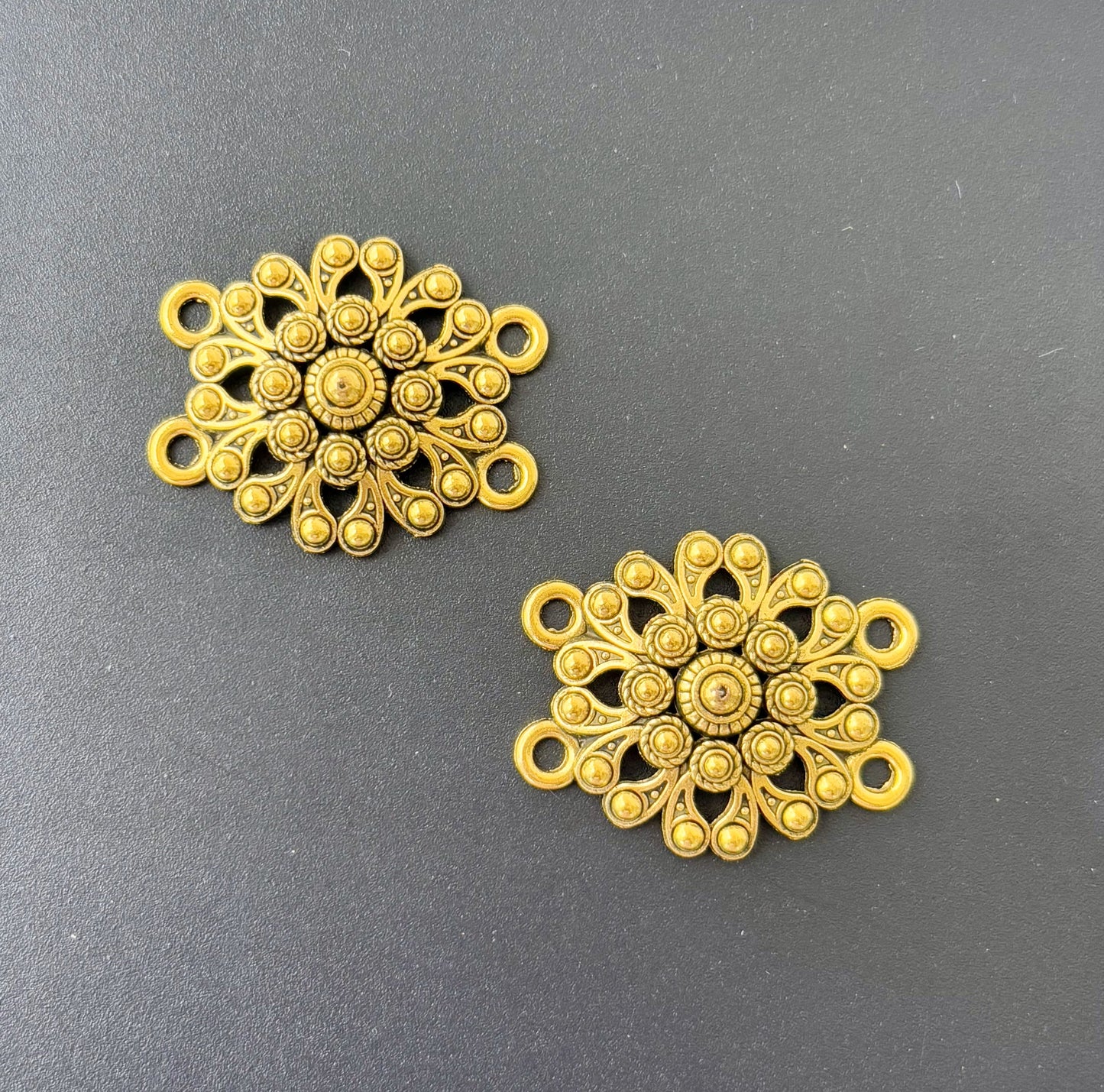 Ornate Antique Gold Floral Jewelry Connectors