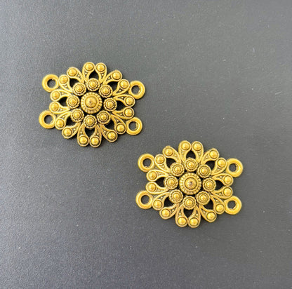 Ornate Antique Gold Floral Jewelry Connectors