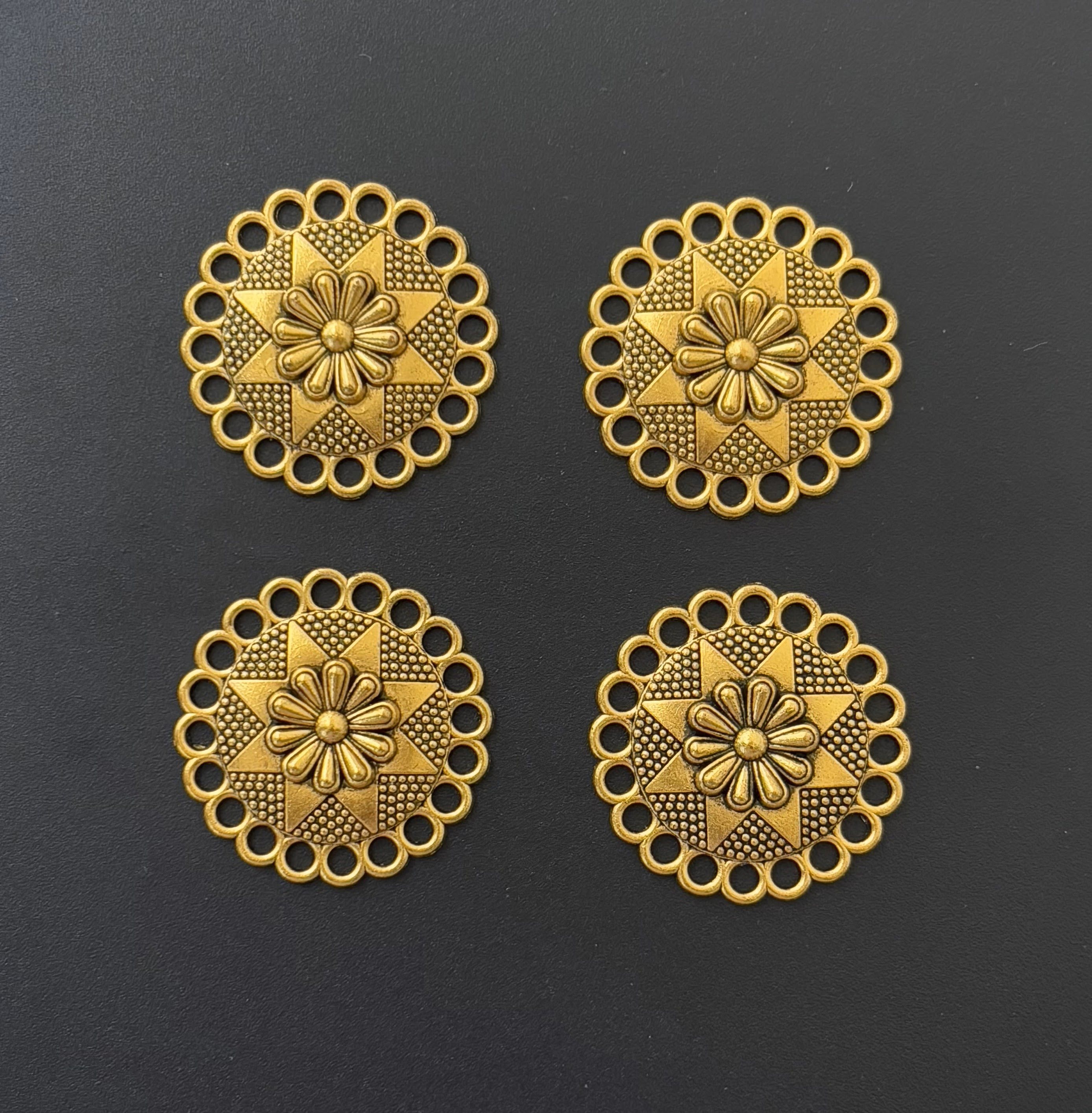 Round Floral Starburst Jewelry Connectors