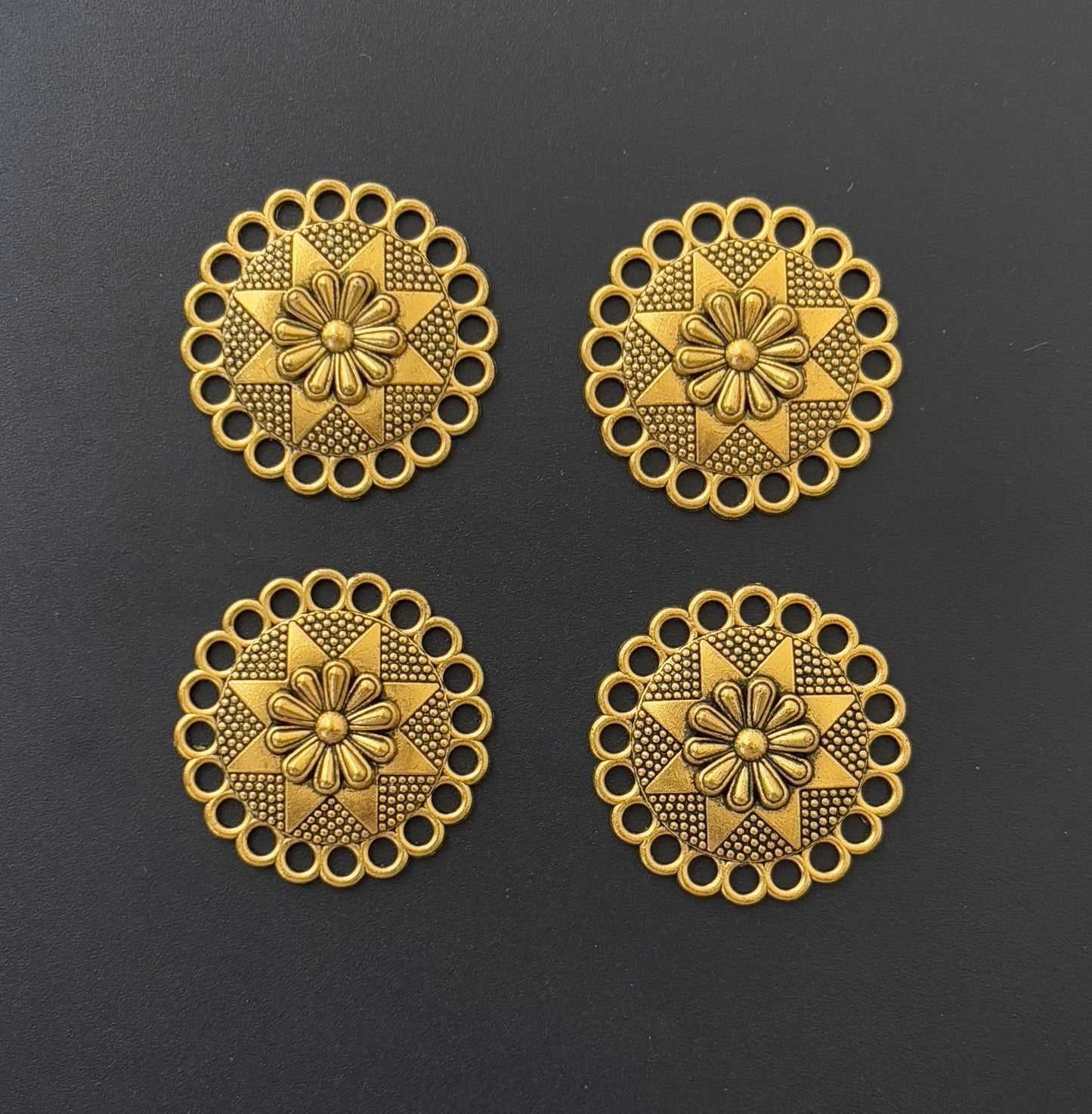Round Floral Starburst Jewelry Connectors