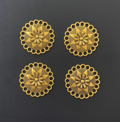 Round Floral Starburst Jewelry Connectors