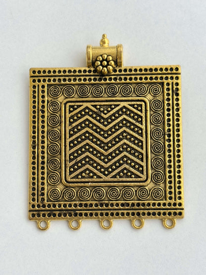 Tribal Square Pendant in Antique Gold
