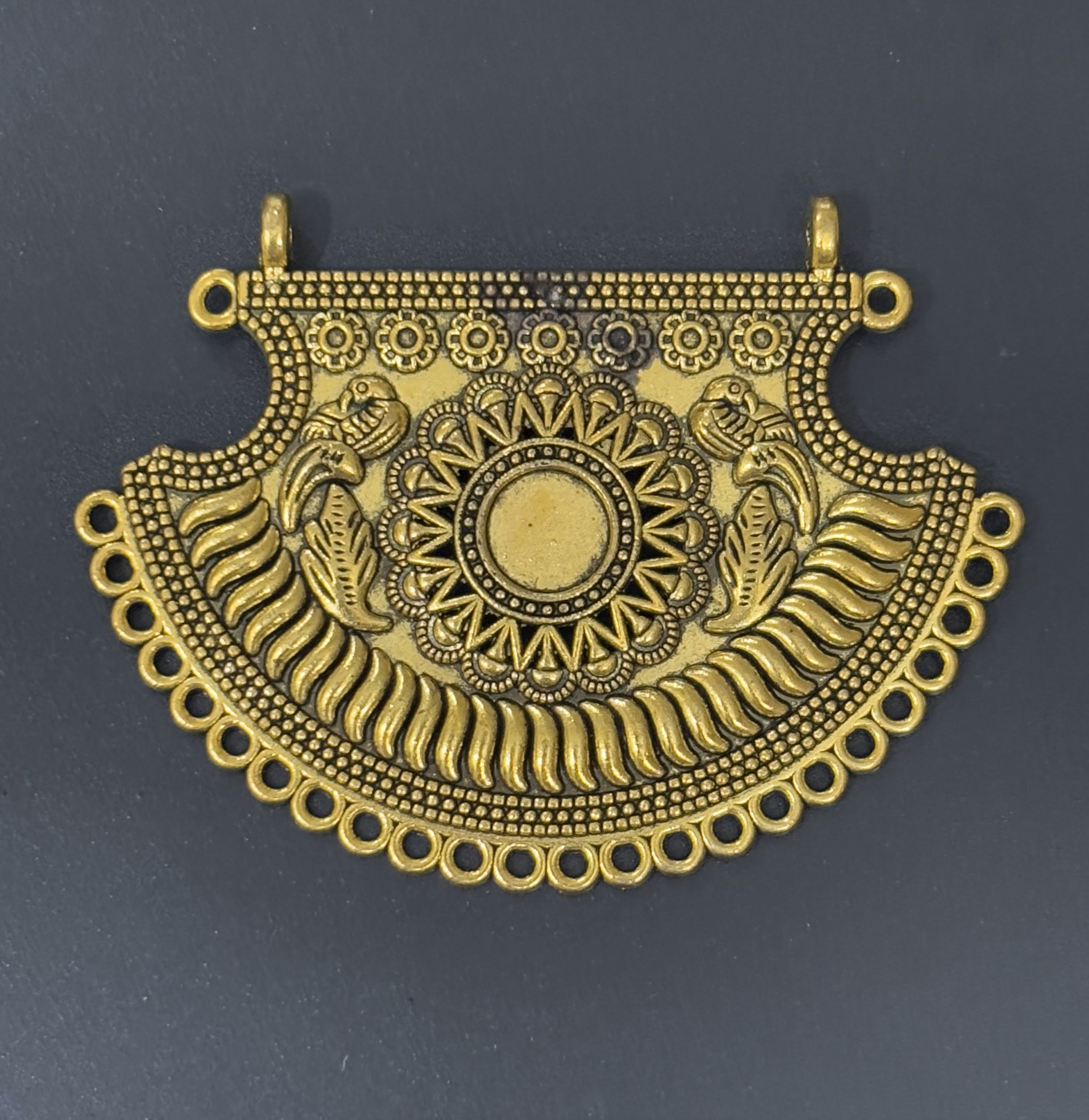 Sale - Half-Moon Floral Parrot Pendant