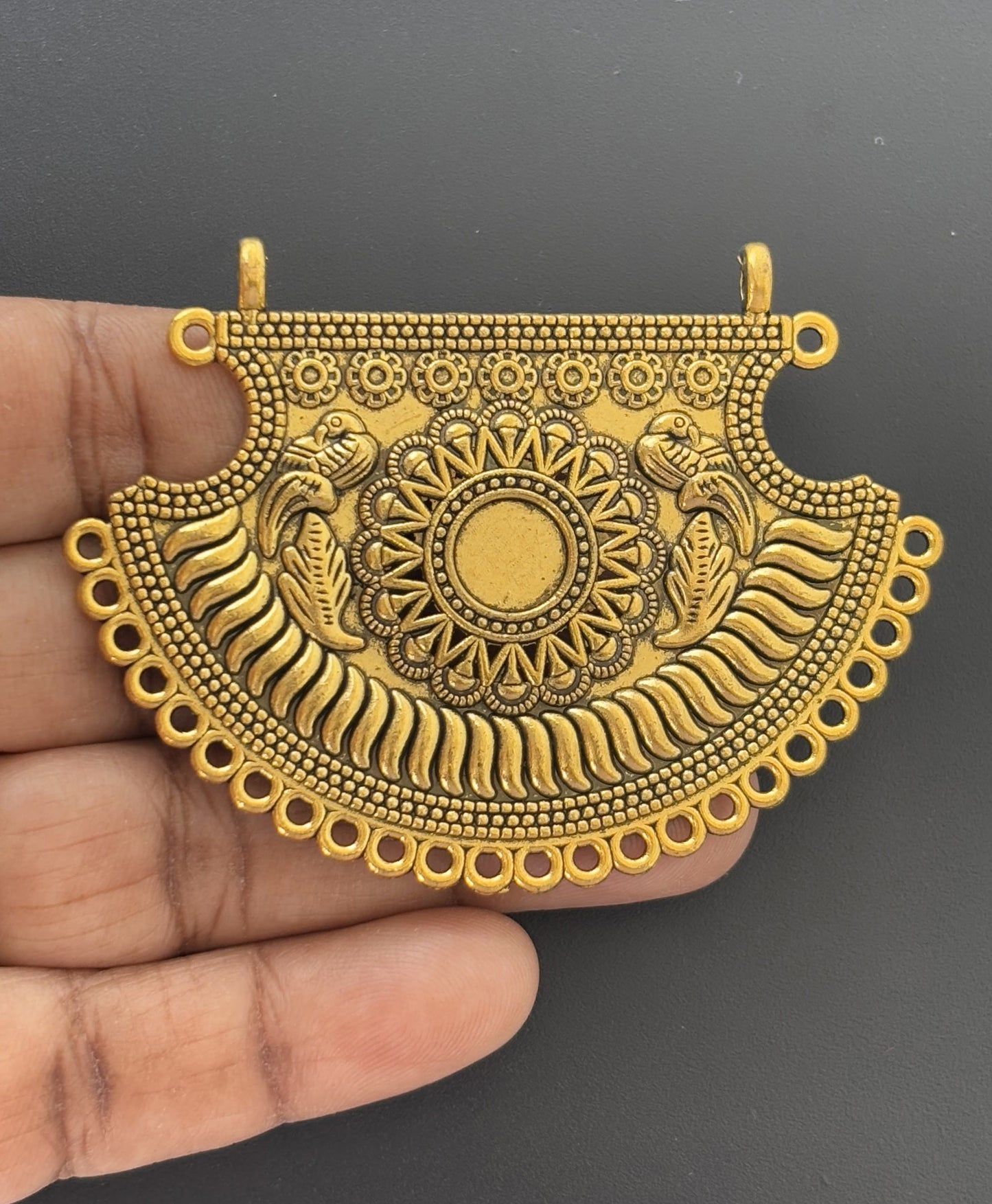 Half-Moon Floral Parrot Pendant