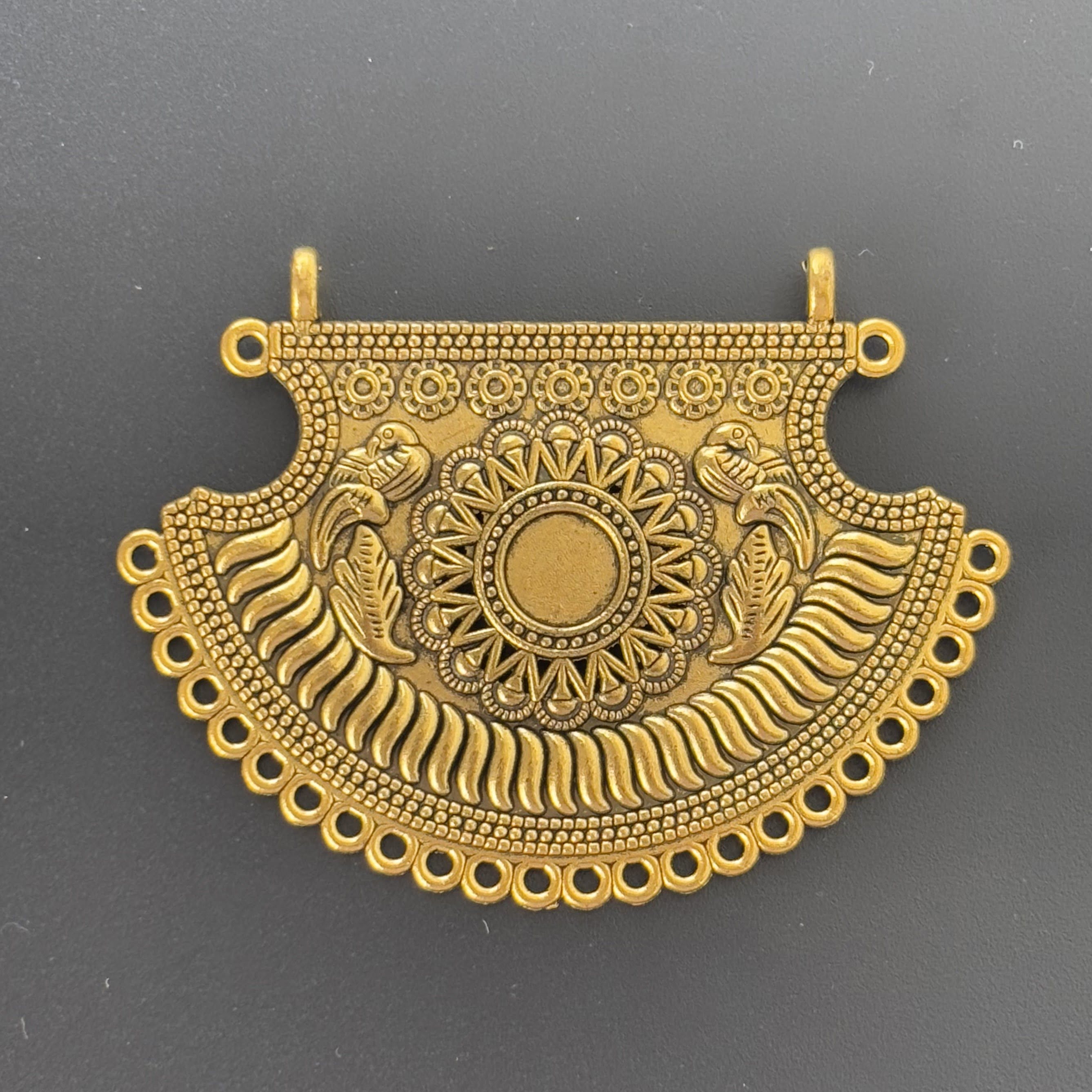 Half-Moon Floral Parrot Pendant