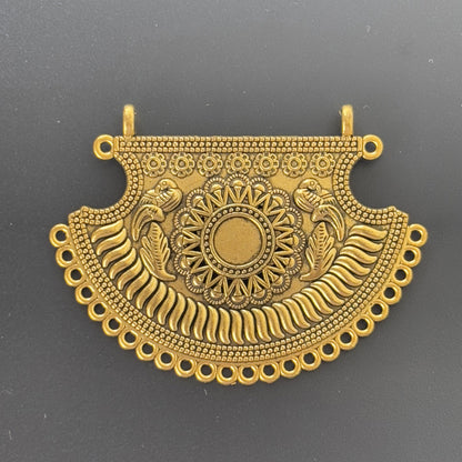 Half-Moon Floral Parrot Pendant