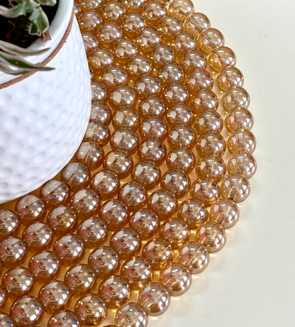 Golden Champagne 14MM Glass Beads