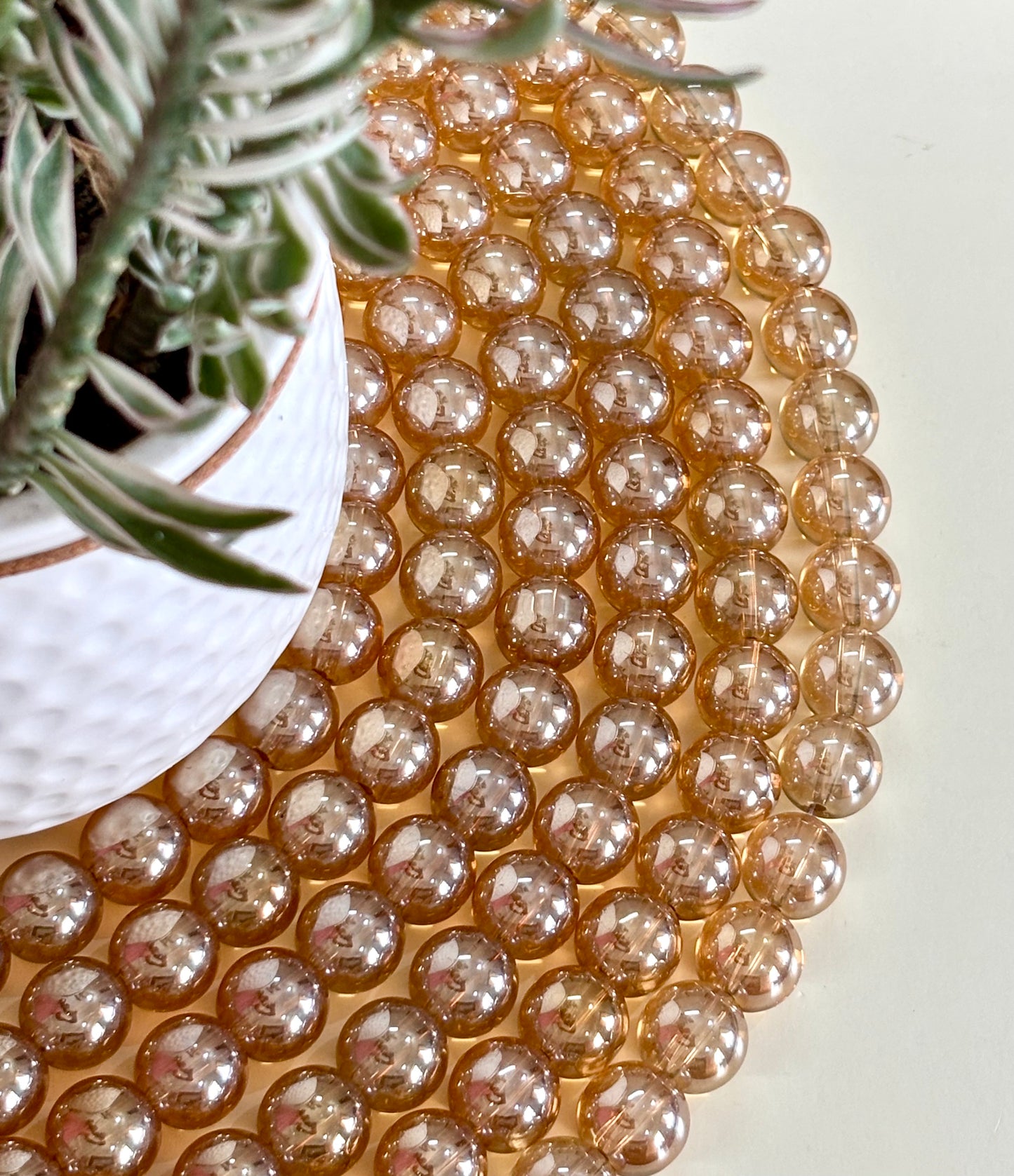 Golden Champagne 14MM Glass Beads