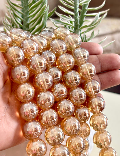 Golden Champagne 14MM Glass Beads