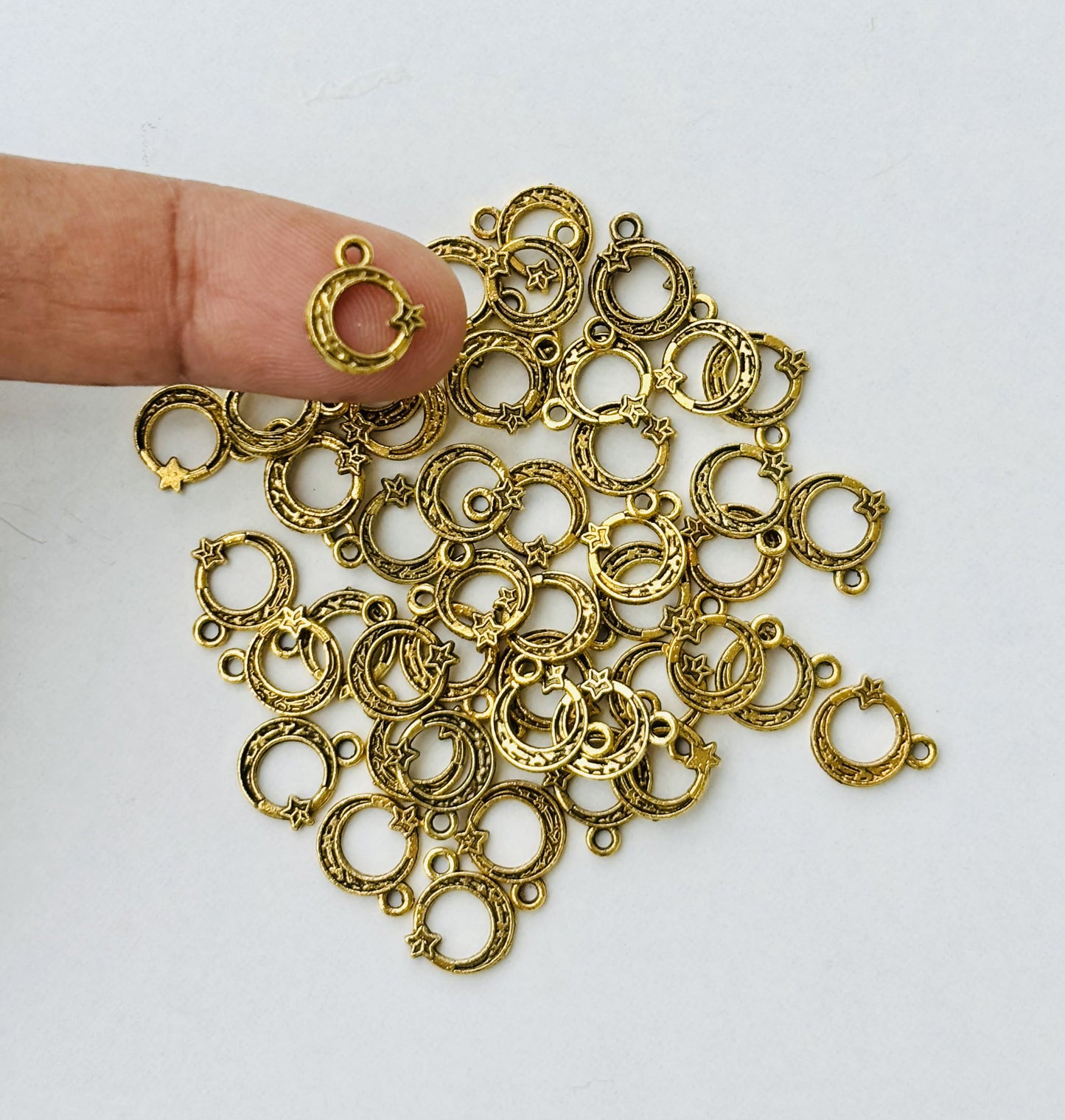Gold Crescent Moon and Star Charms