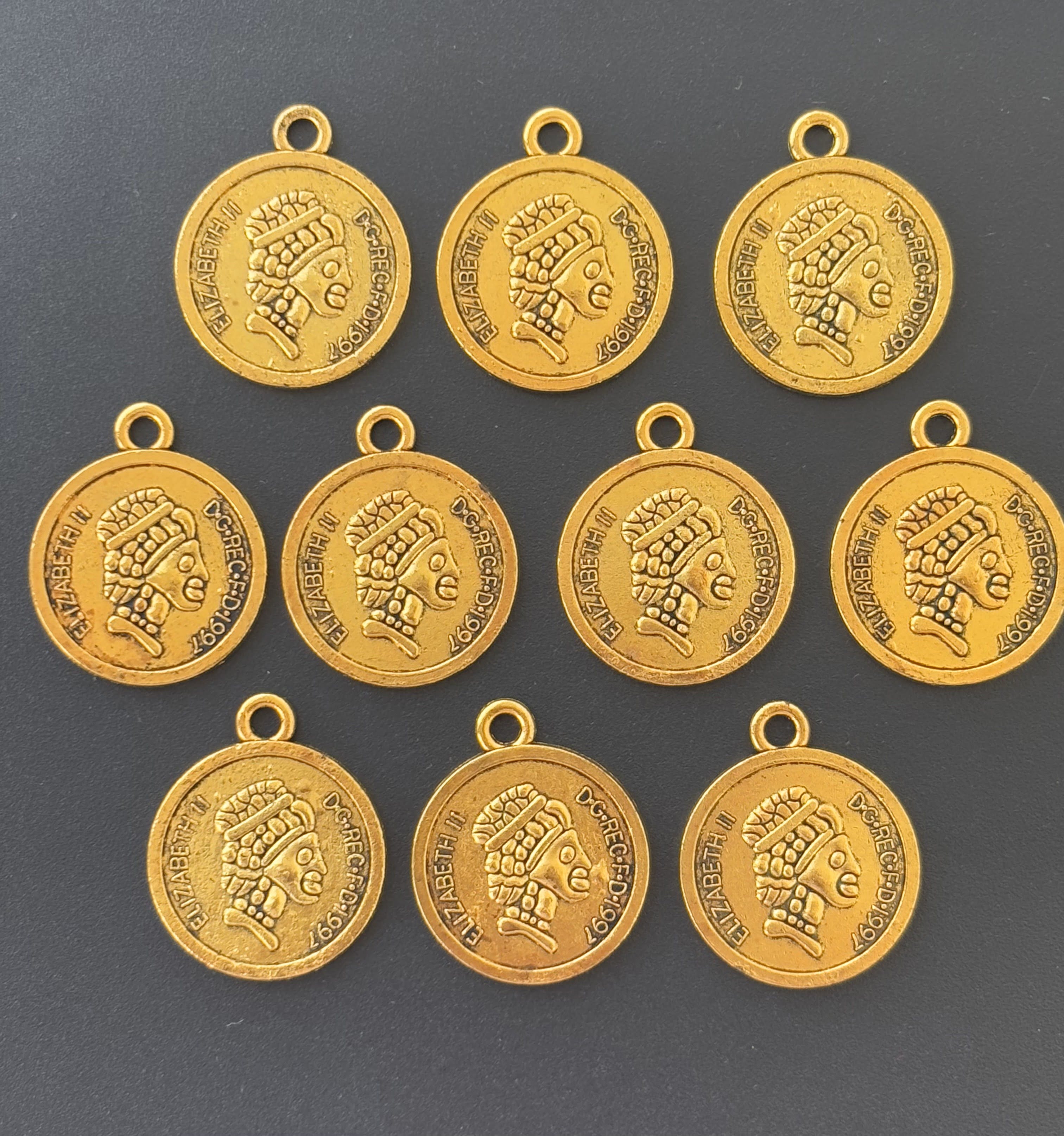Queen Elizabeth Gold Coin Charms