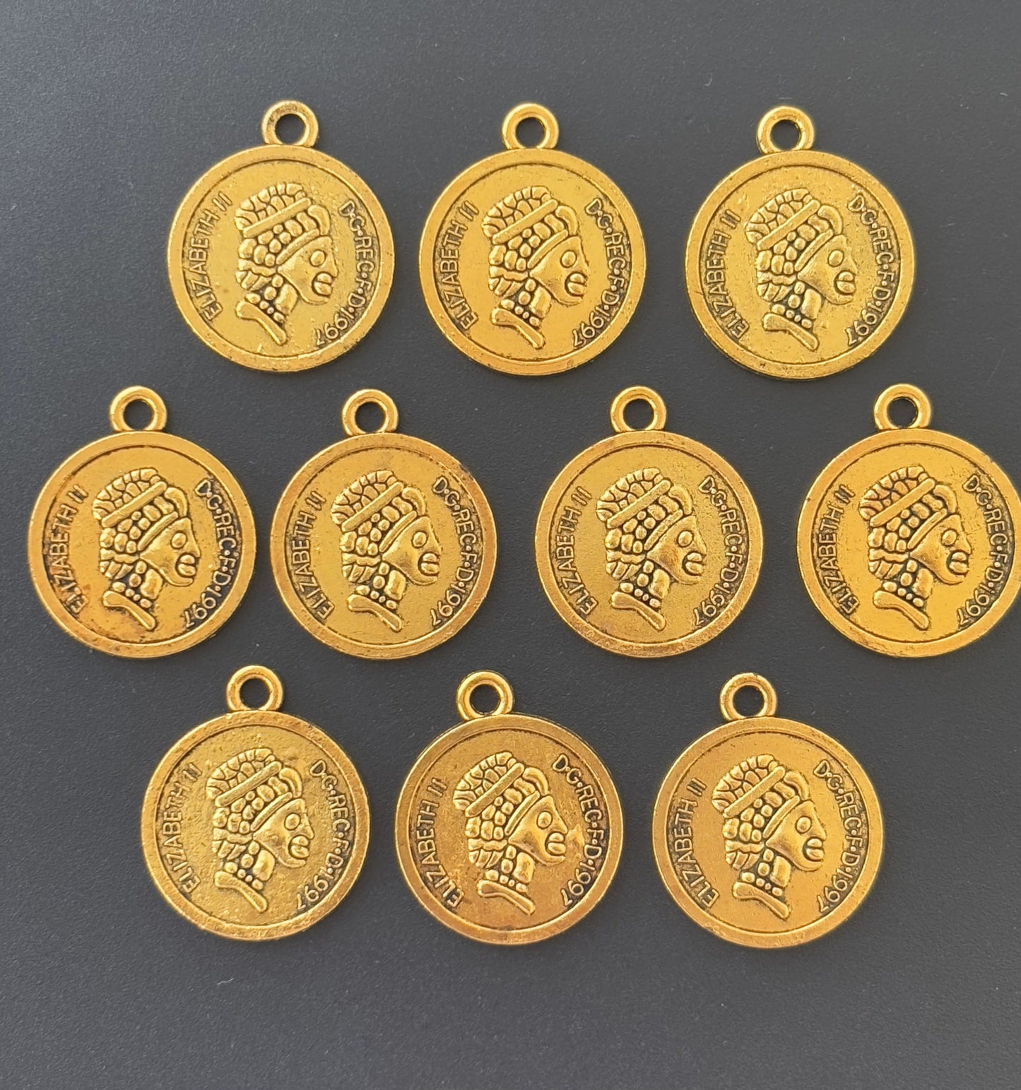 Queen Elizabeth Gold Coin Charms