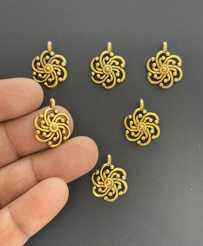 Elegant Swirl Pattern Antique Gold Charms
