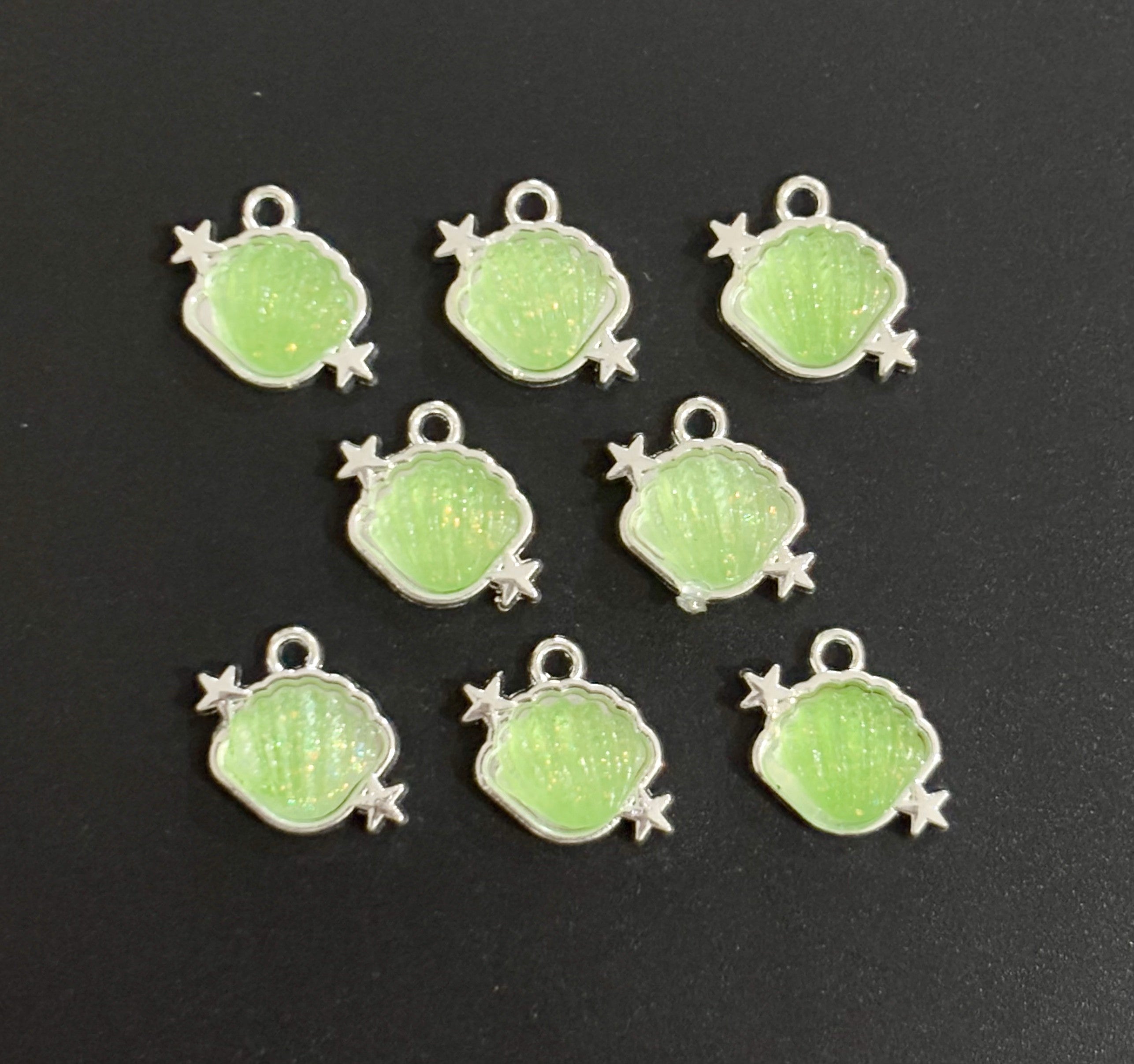 Two Pieces Green Seashell Charms