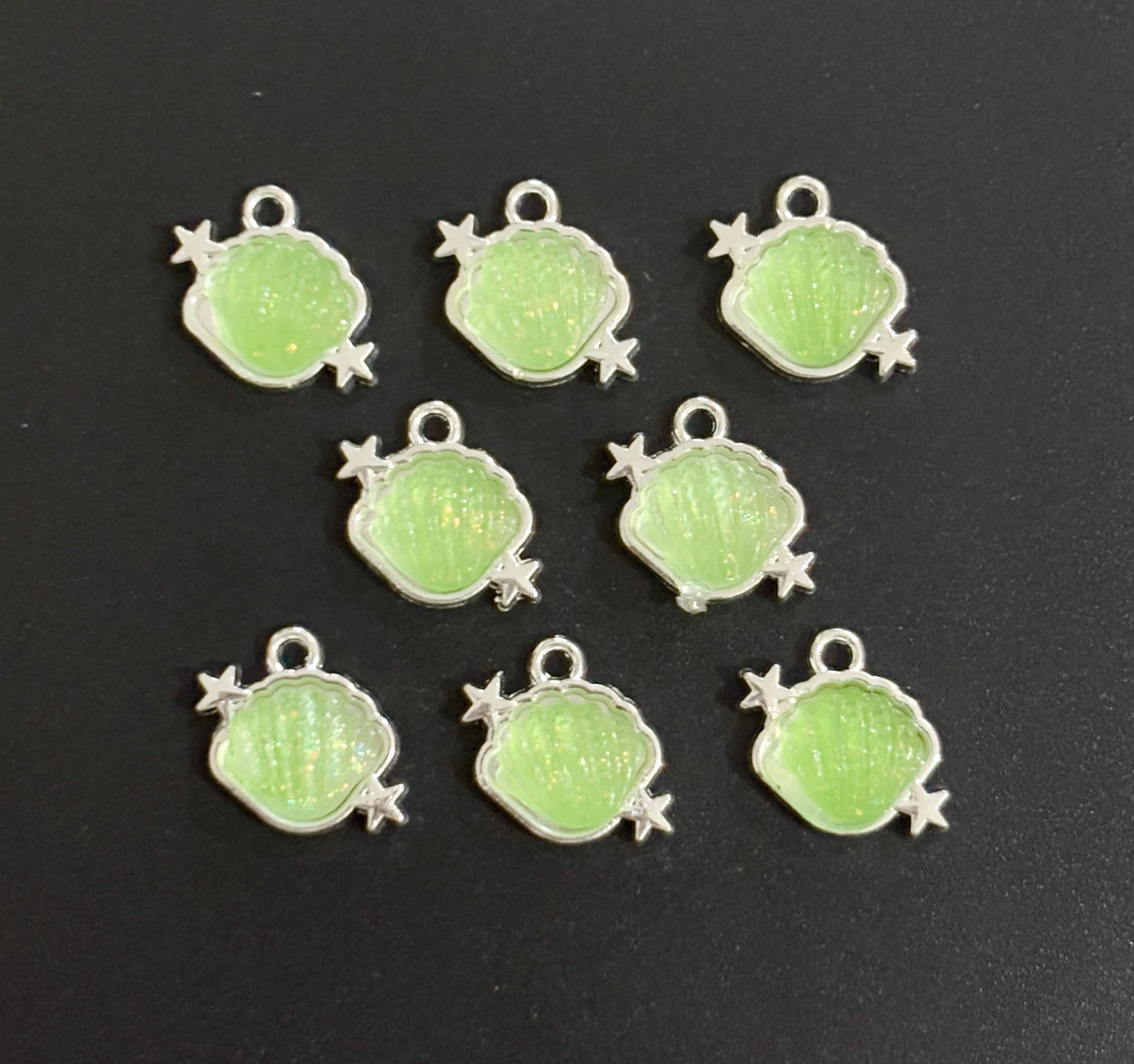 Two Pieces Green Seashell Charms