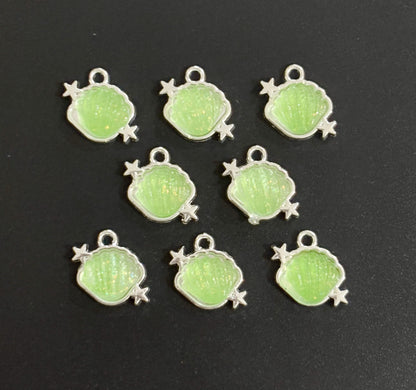 Two Pieces Green Seashell Charms